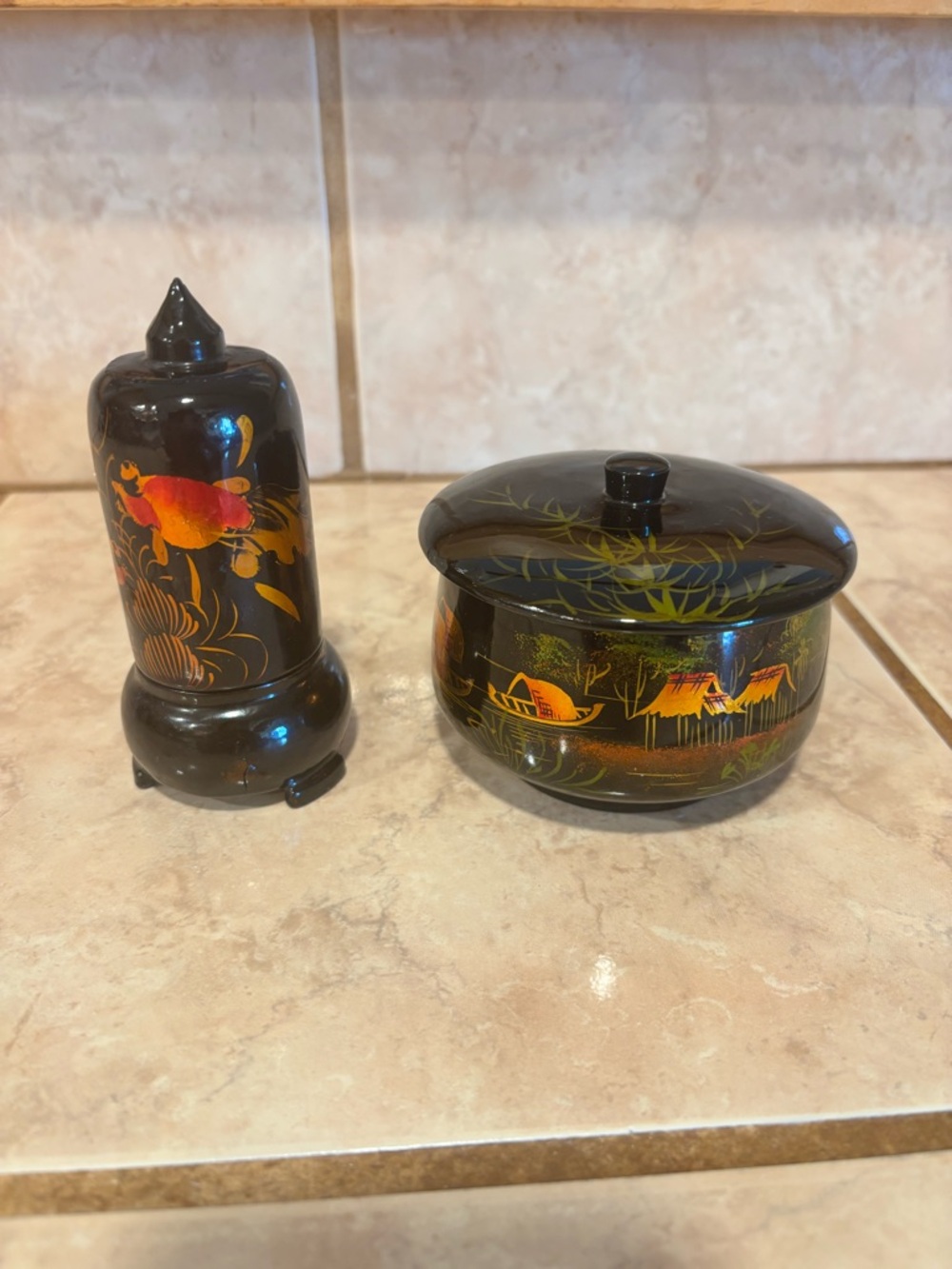 Vintage Asian Lacquerware Pieces